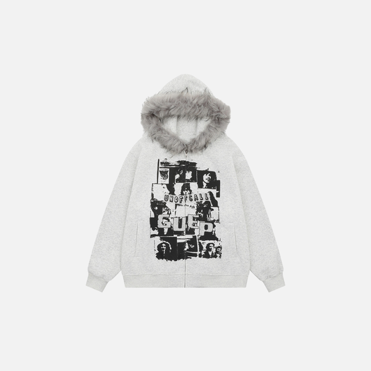 Streetwear Y2K Oversized Faux Fur Hooded Sweatshirt - Luxuryurbanwear