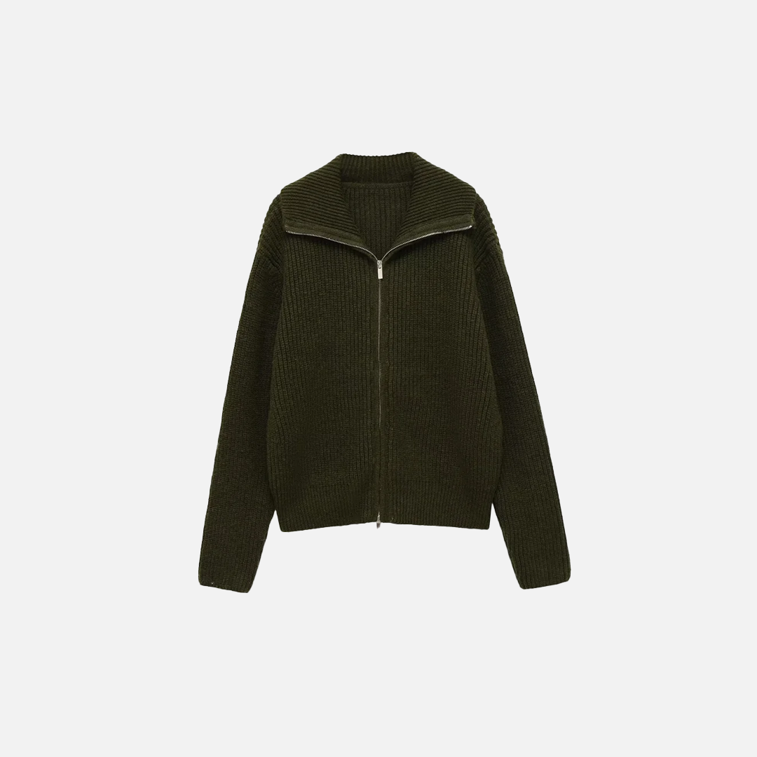 Y2K Warm Loose Zipper Knitted Cardigan - Luxuryurbanwear