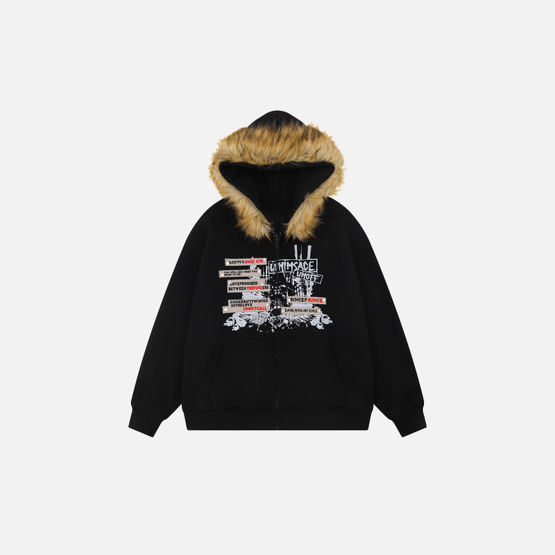 Stylish Oversized Detachable Faux Fur Hooded Sweatshirt - Luxuryurbanwear