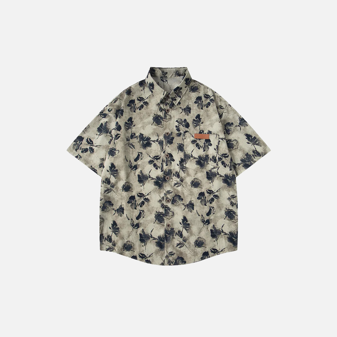 Lightweight Y2K Floral Print Short Sleeve Beach Shirt - Luxuryurbanwear