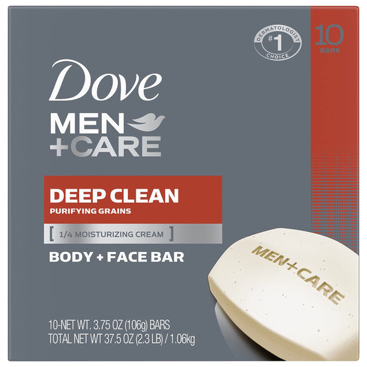 Dove Men+Care Mens Bar Soap More Moisturizing Than Bar Soap Deep Clean Soap Bar that Effectively Washes Away Bacteria Nourishes Your Skin 3.75 oz 10 Bars