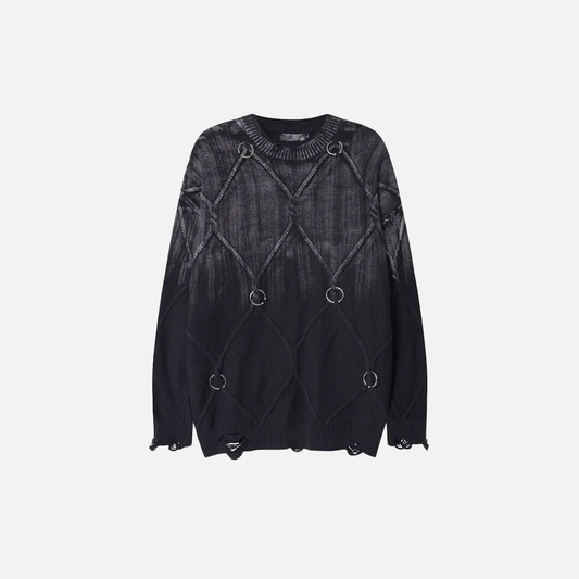 Retro Grunge Tie Dye Knit Sweater - Luxuryurbanwear