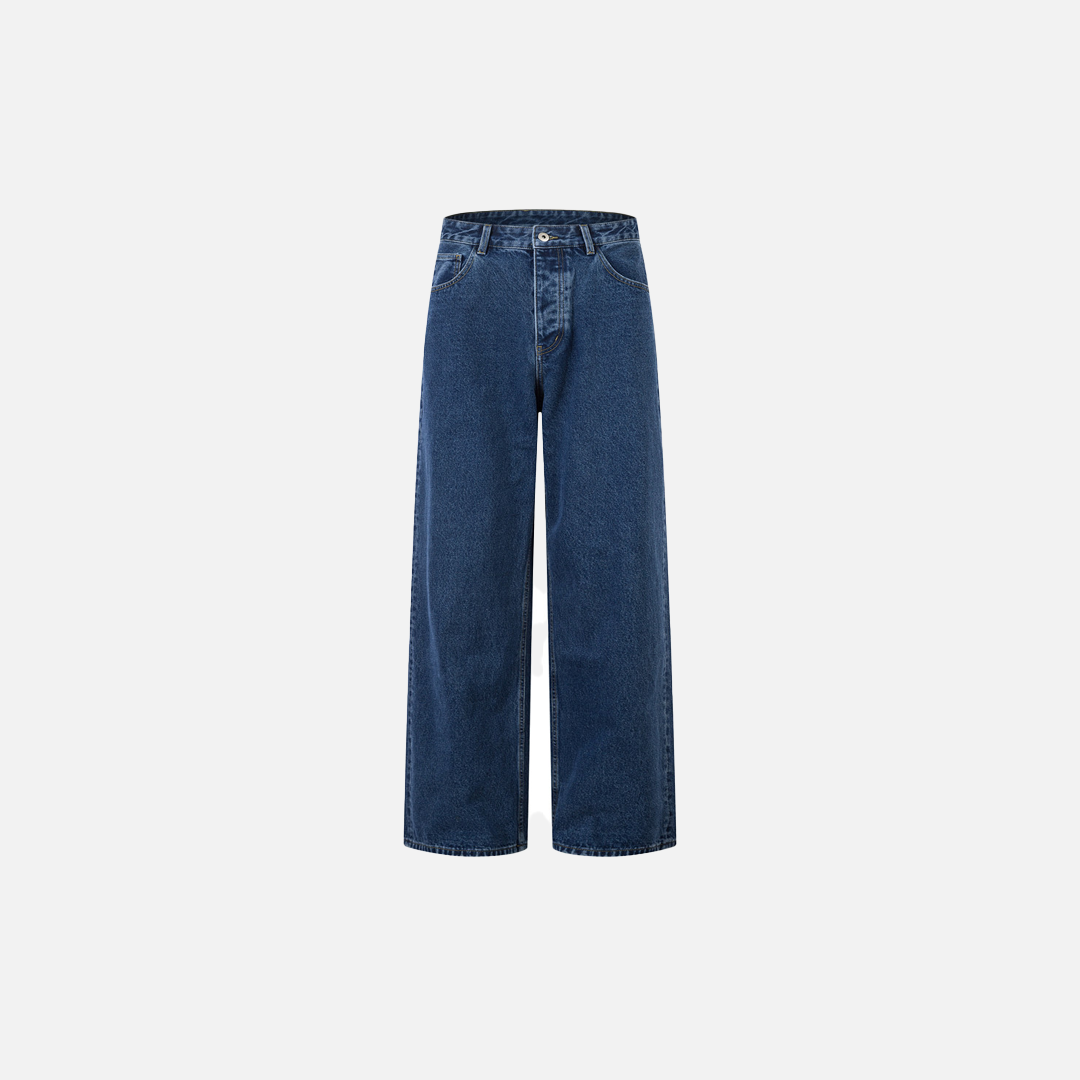Y2K American Style Button-Fly Denim Straight Leg Jeans - Luxuryurbanwear