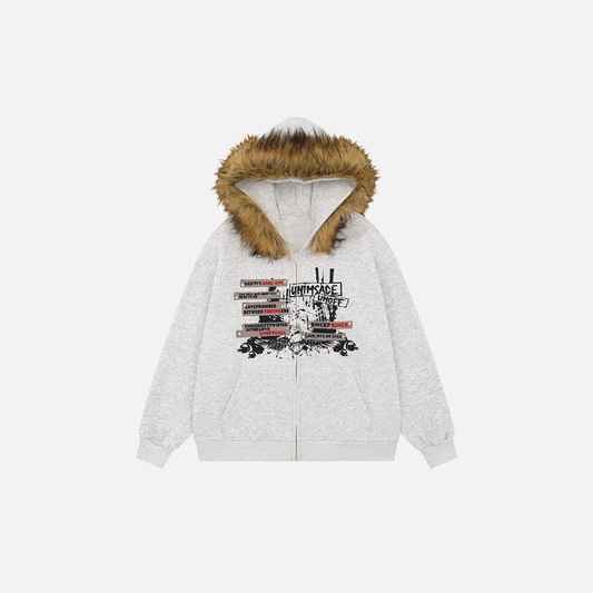 Stylish Oversized Detachable Faux Fur Hooded Sweatshirt - Luxuryurbanwear