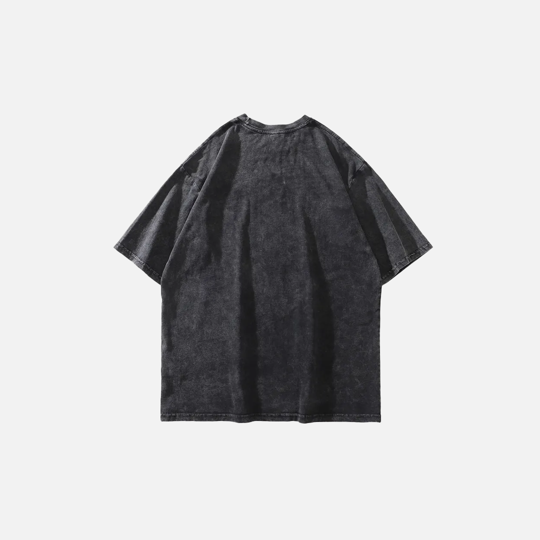 Streetwear Punk Bear Graphic Print Washed Oversized T-Shirt - Luxuryurbanwear