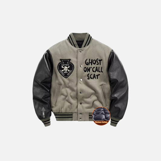 Y2K Thickened Wool Splicing Flight Varsity Jacket - Luxuryurbanwear