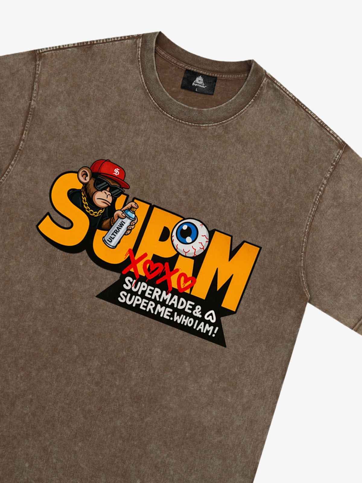 SUPM Trendy Hip-Hop Monkey Graffiti Font T-Shirt