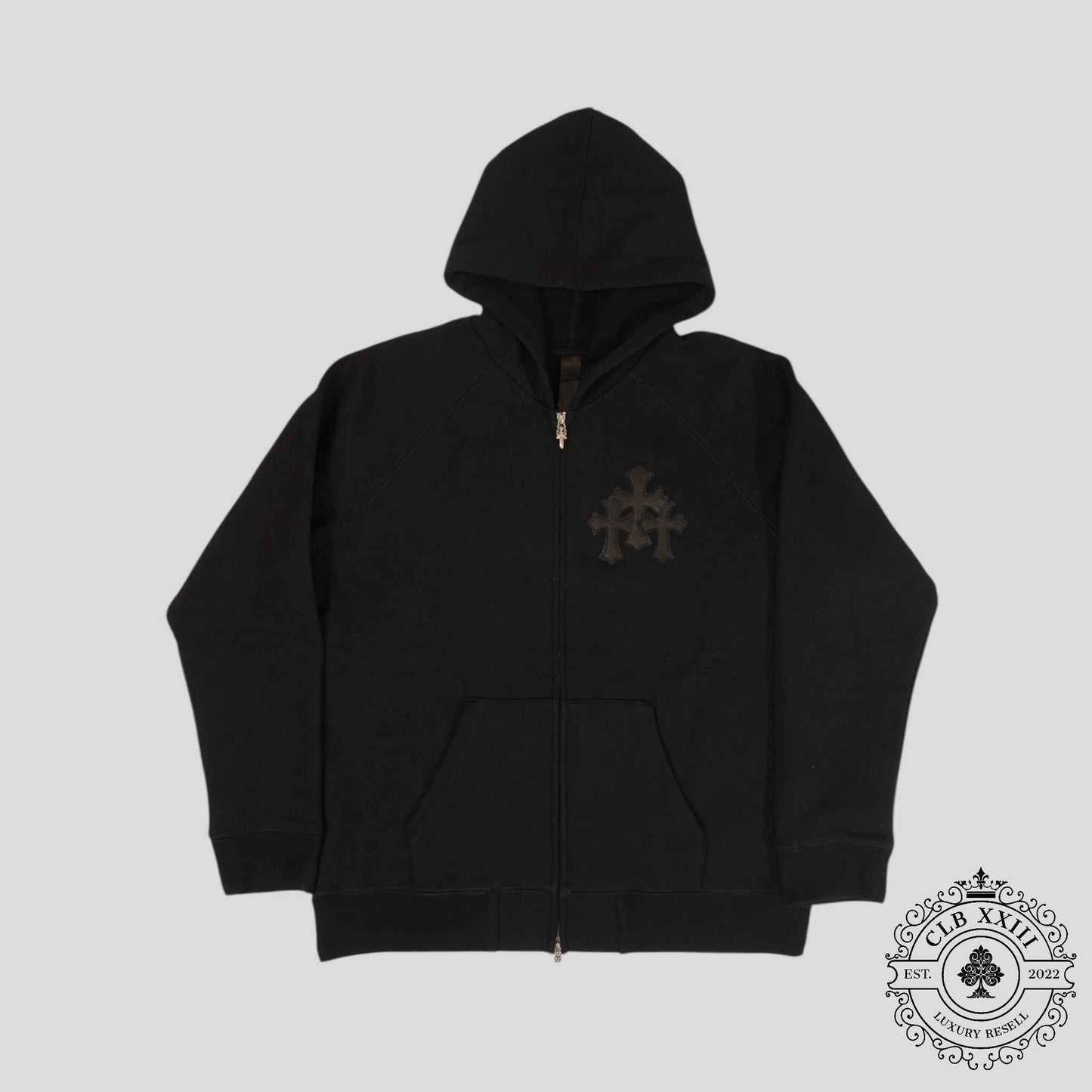 Chrome Hearts Paper Jam Zip Up Hoodie in Black