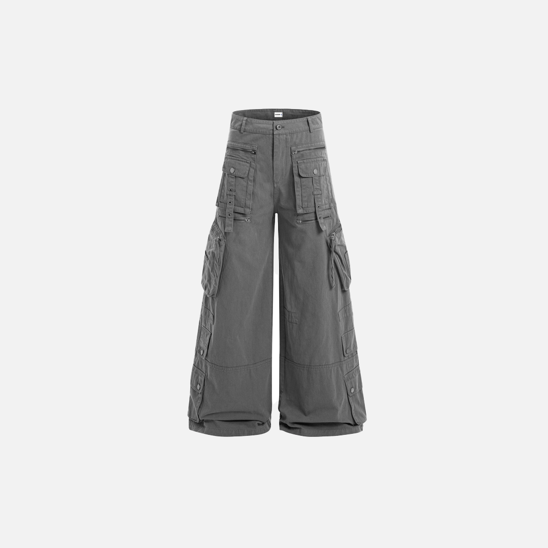 Stylish Utility Multi-Pocket Wide-Leg Cargo Jeans - Luxuryurbanwear