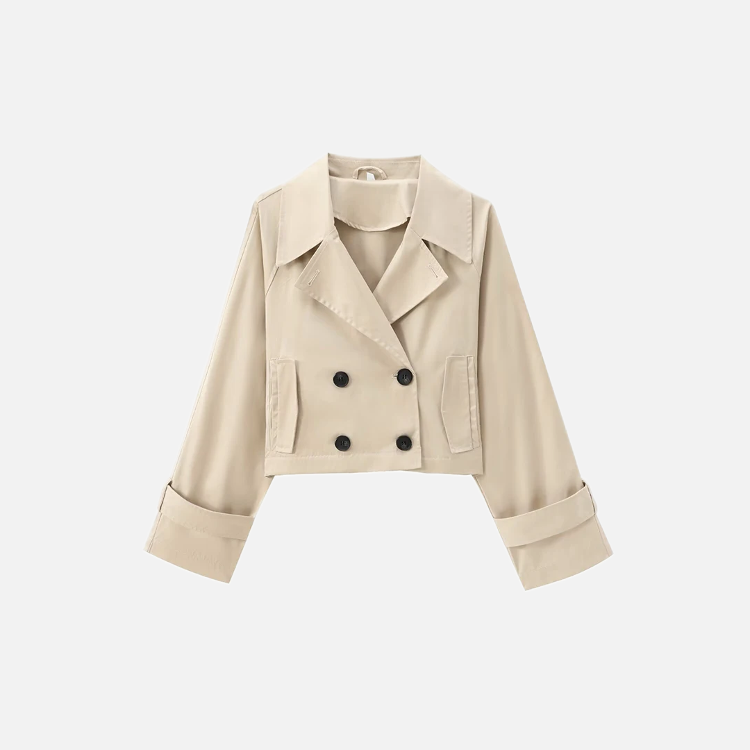 Vintage Double Breasted Lapel Neck Trench Jacket - Luxuryurbanwear