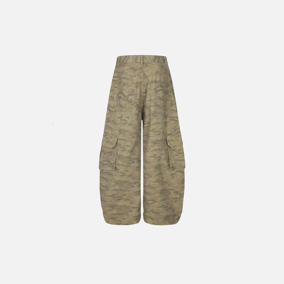 Streetwear Dark Punk Camouflage Utility Wide Leg Jeans - Luxuryurbanwear
