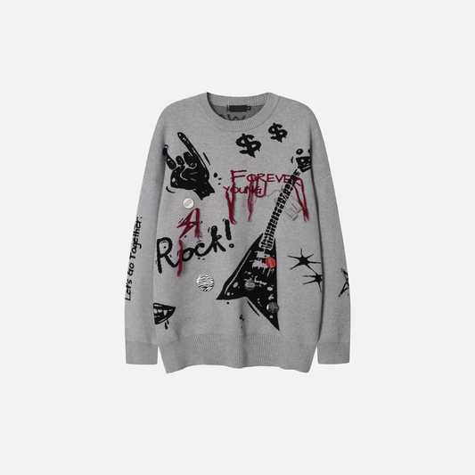 Premium Gothic Cartoon Knitted Fringe Sweater - Luxuryurbanwear