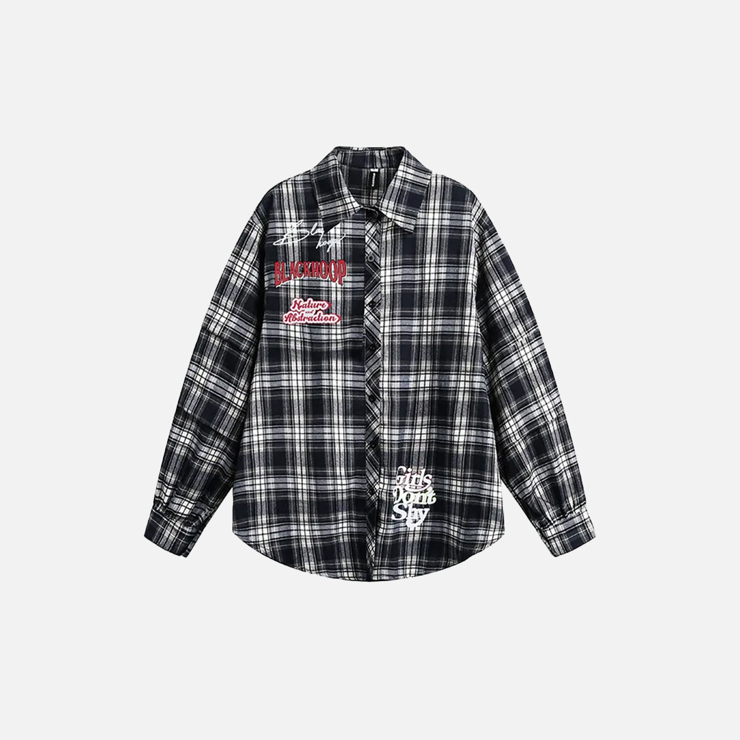 Spring Plaid Hip Hop Button-Up Long Sleeve Shirt - Luxuryurbanwear