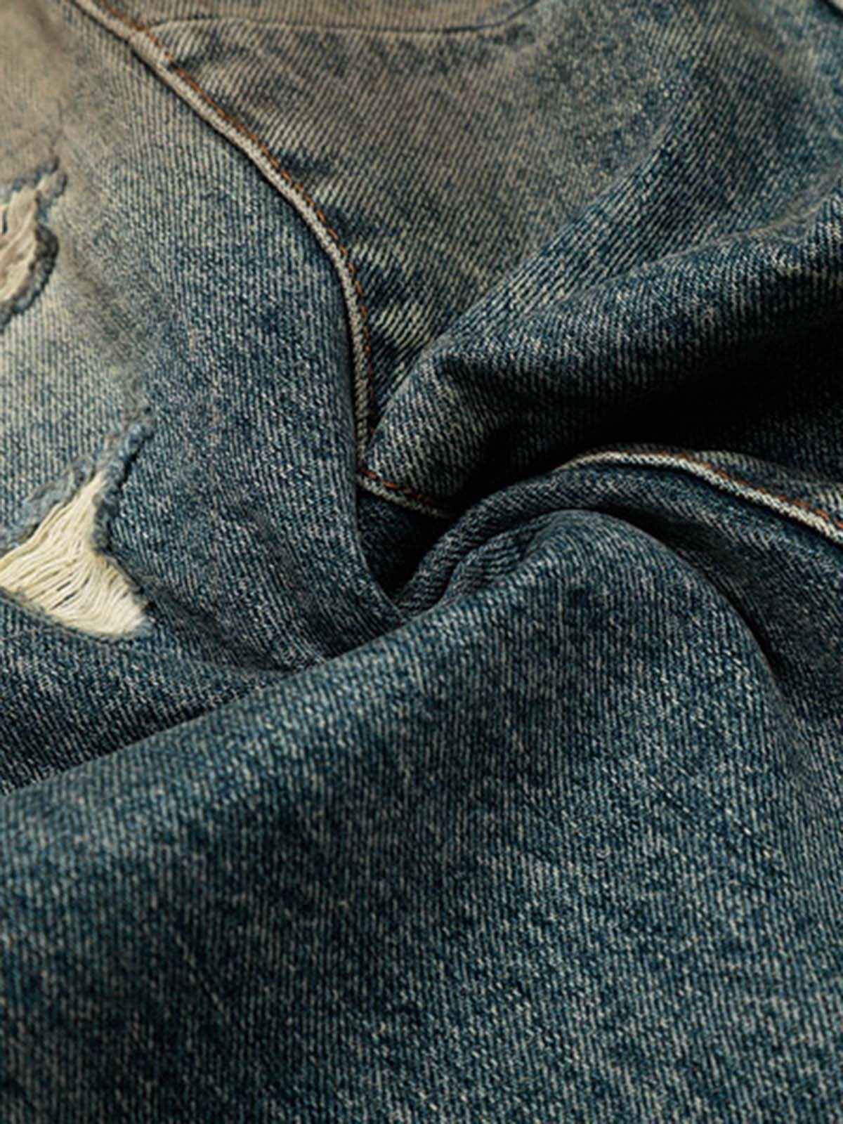 Vintage Mud-Dyed Distressed Barrel Jeans - 2537