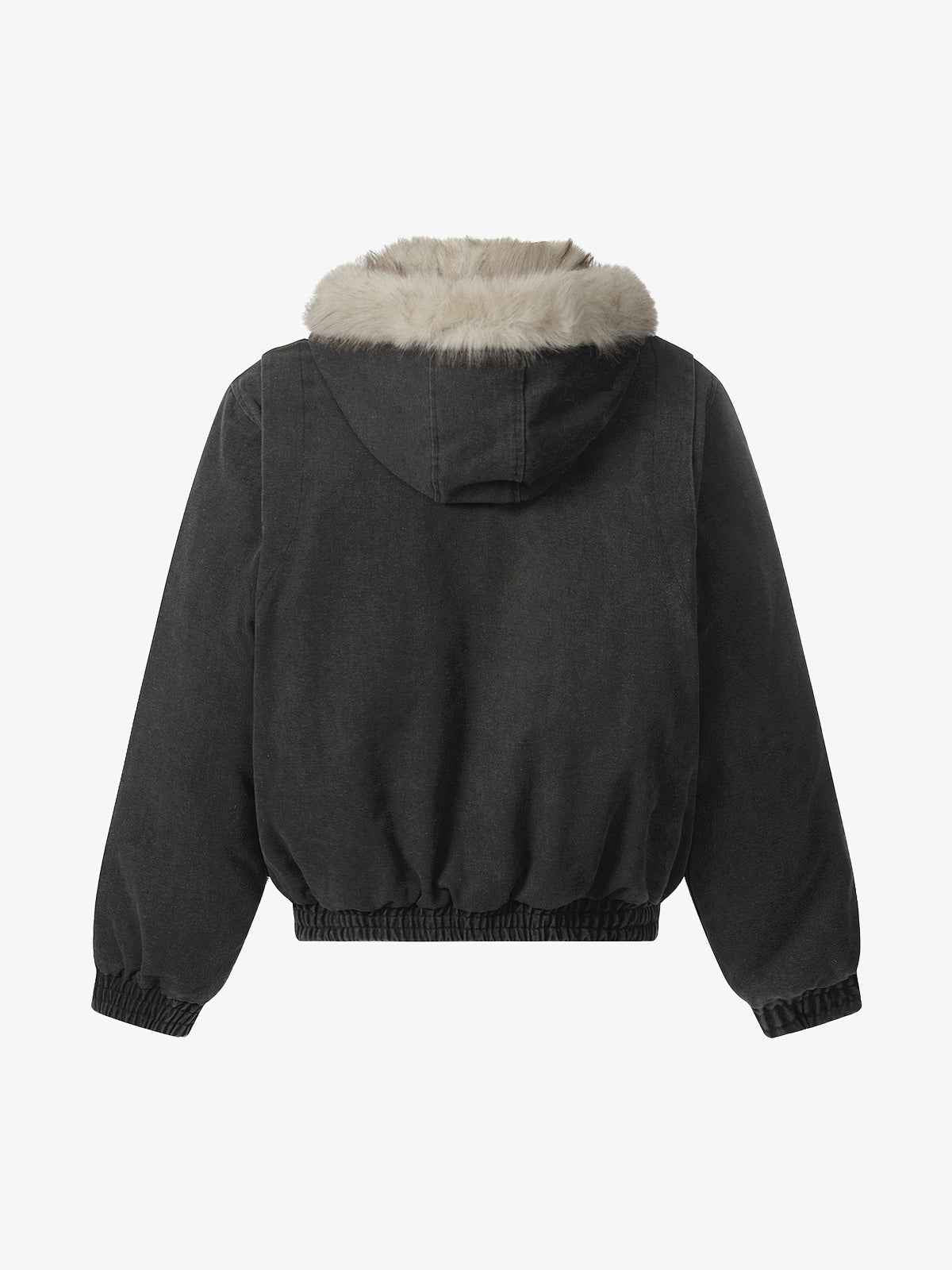 Street Outdoor Detachable Fur Collar Fleece Hooded Padded Jacket