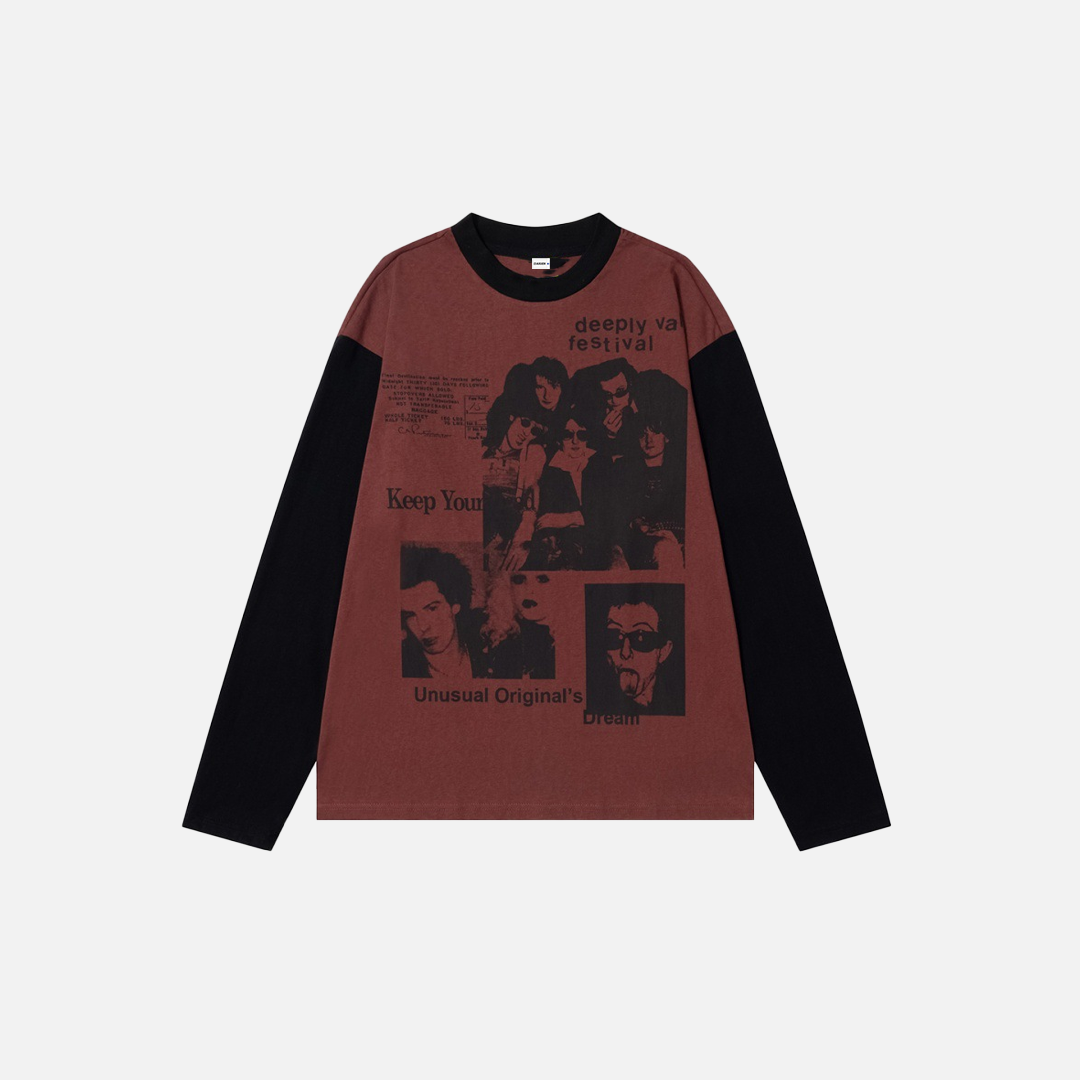 Gothing Colorful Rockstar Print Long Sleeve T-Shirt - Luxuryurbanwear