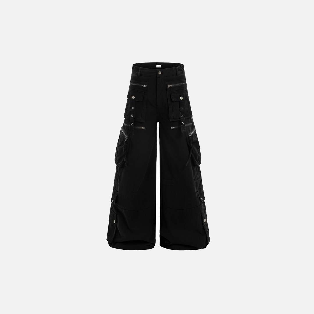 Stylish Utility Multi-Pocket Wide-Leg Cargo Jeans - Luxuryurbanwear