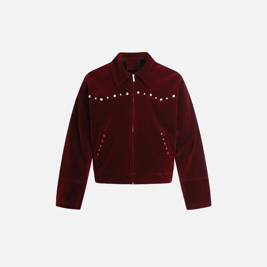 Streetwear Bold Vibe Metal Stud Zipper Furry Jacket - Luxuryurbanwear