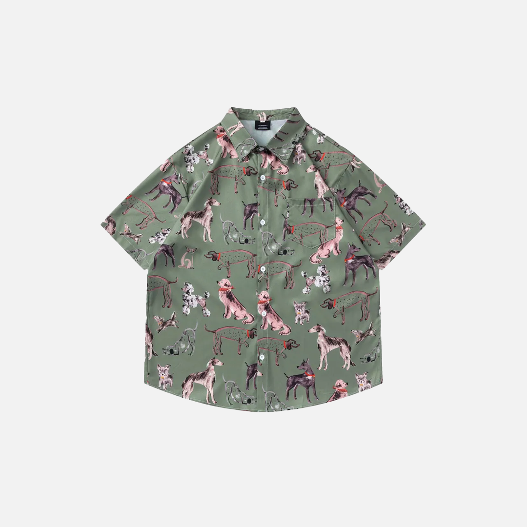 Vibrant Durable Graffiti Dog Graphic Short Sleeve Shirt - Luxuryurbanwear