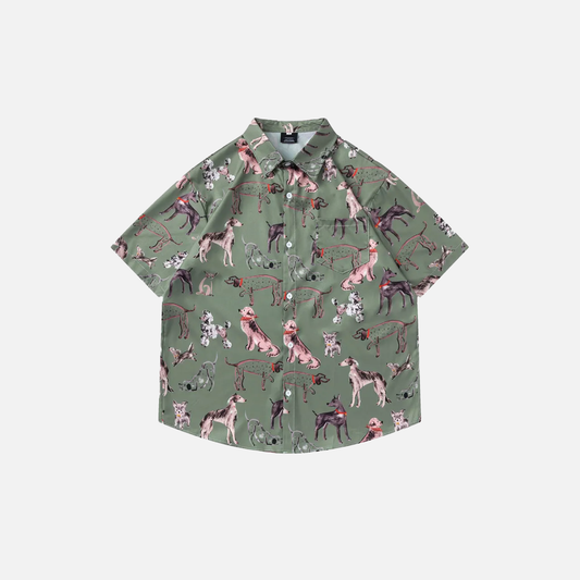 Vibrant Durable Graffiti Dog Graphic Short Sleeve Shirt - Luxuryurbanwear