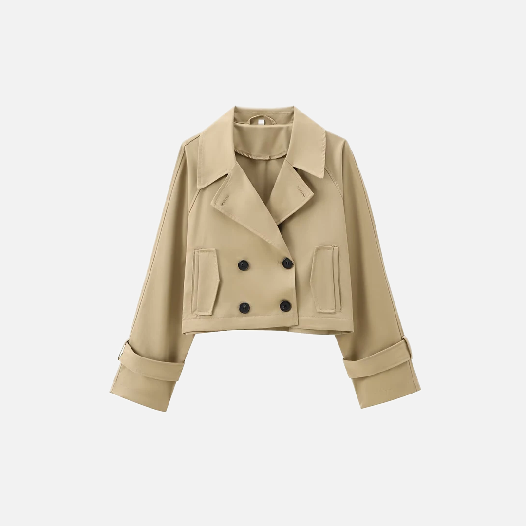 Vintage Double Breasted Lapel Neck Trench Jacket - Luxuryurbanwear