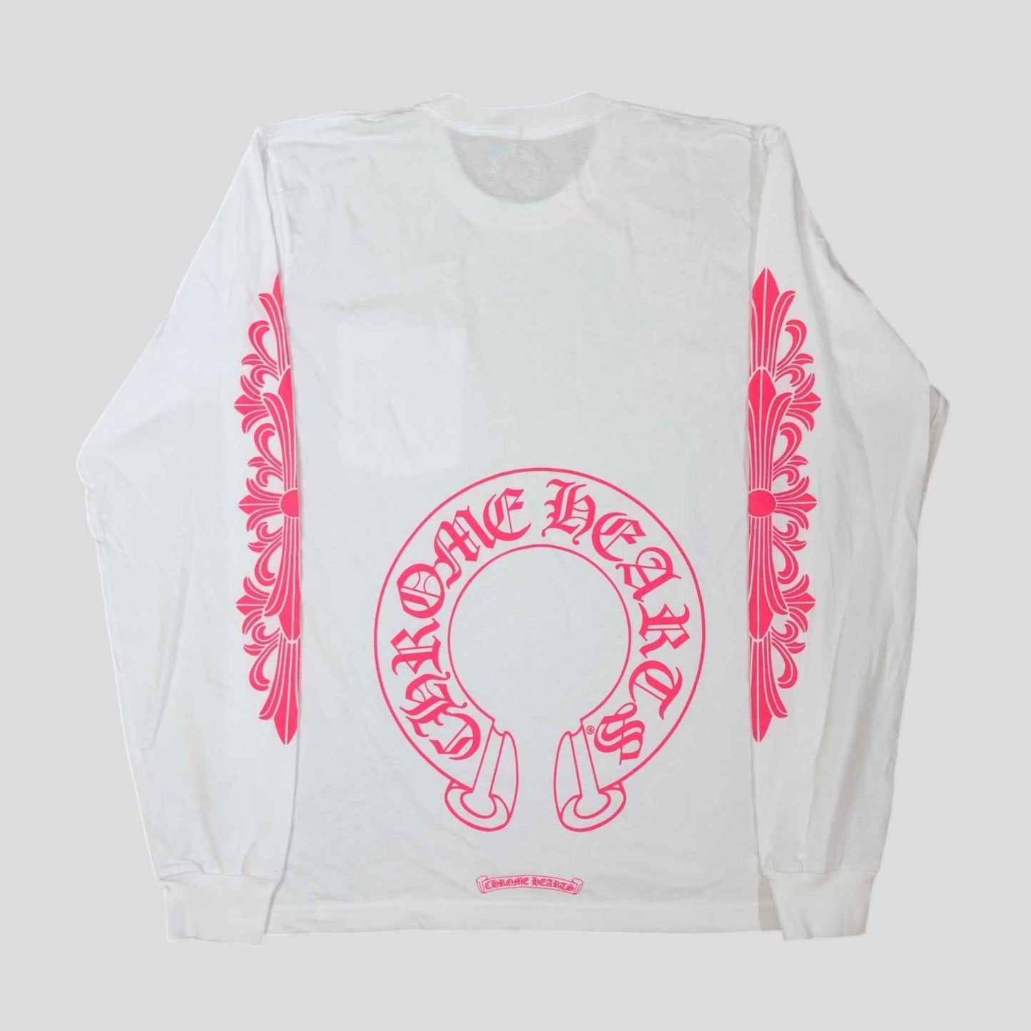 Chrome Hearts Horseshoe Logo Long Sleeve Tee in White/Pink