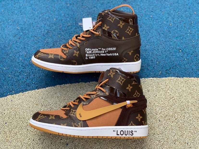 Custom Air Jordan 1 Monogram High Q  With Original Box SneakerNational