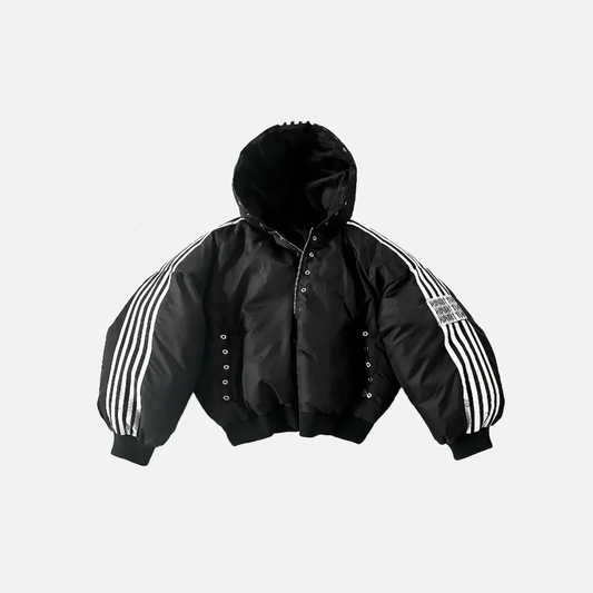 Winter Striped Loose Zipper Padded Jacket - Luxuryurbanwear