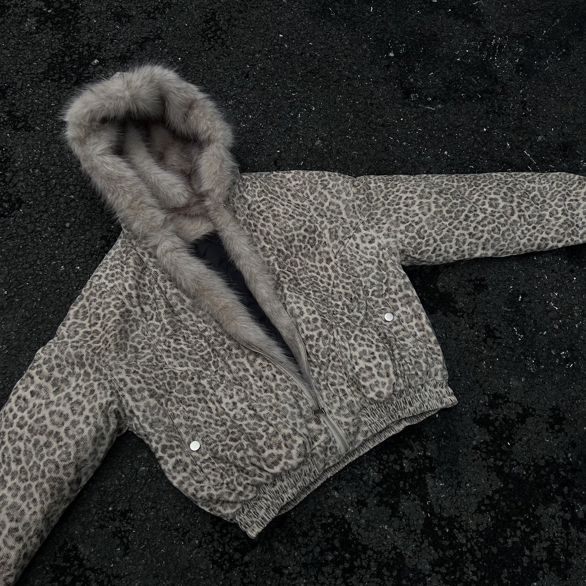 Leopard Patterned / Faux Fur Jacket - Luxuryurbanwear