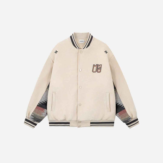 Y2K Elevated Color Block Baseball Varsity Jacket