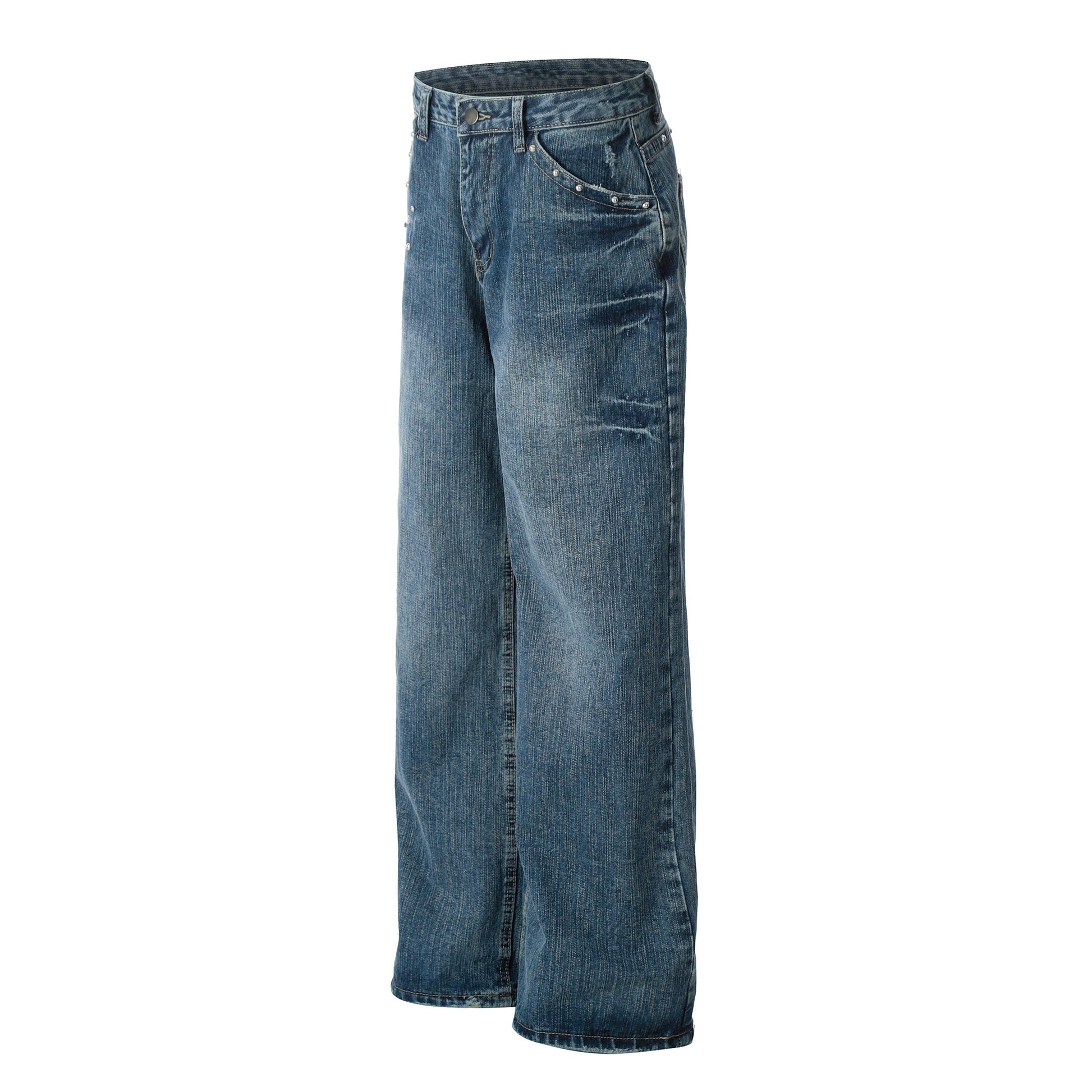 Studded Vintage Denim | Straight Jeans - Luxuryurbanwear