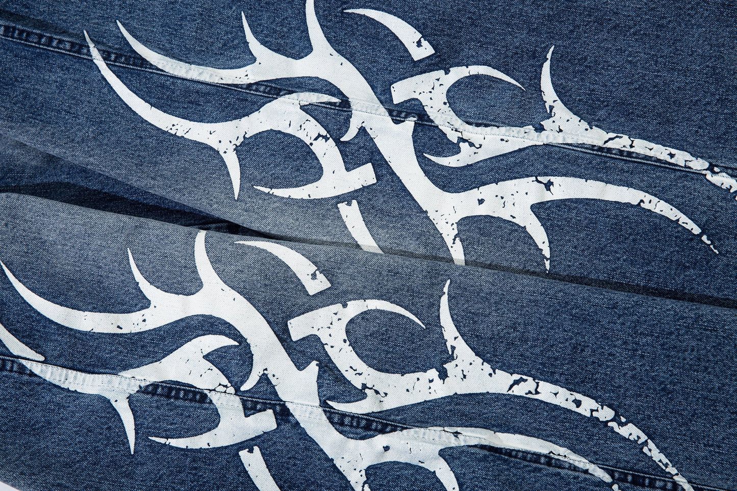 Tribal Print Washed | Baggy Jeans - Luxuryurbanwear