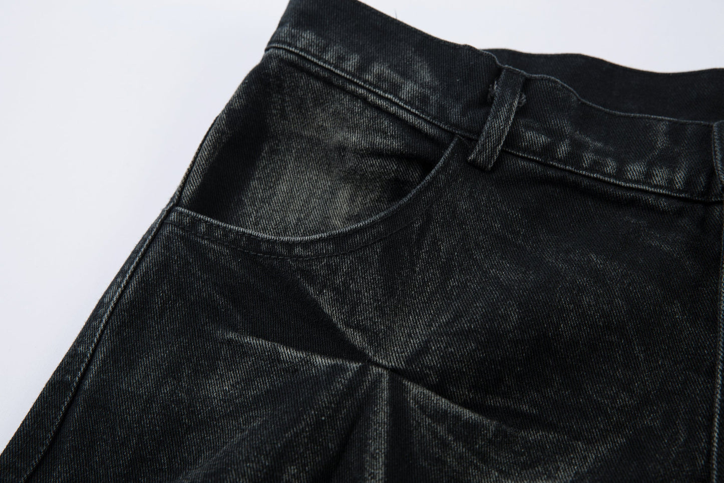 Washed Distressed Pleated | Baggy Jeans