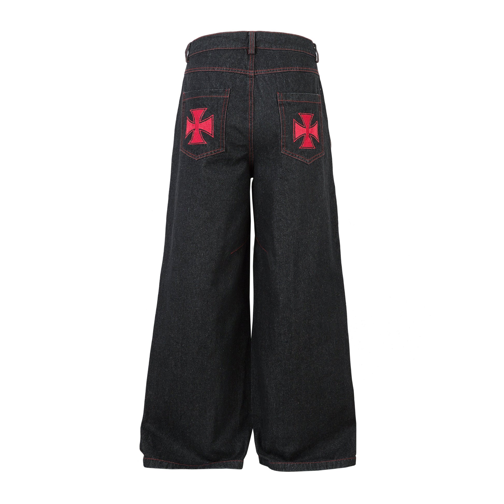 Iron Cross Embroidered | Baggy Jeans - Luxuryurbanwear
