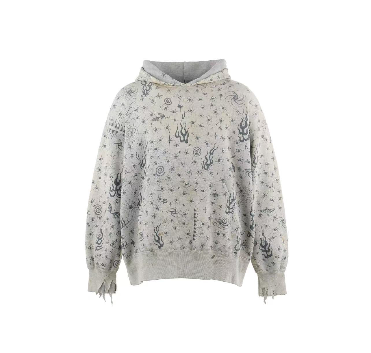 Mystic Burnout Print | Distressed Hoodie - Luxuryurbanwear