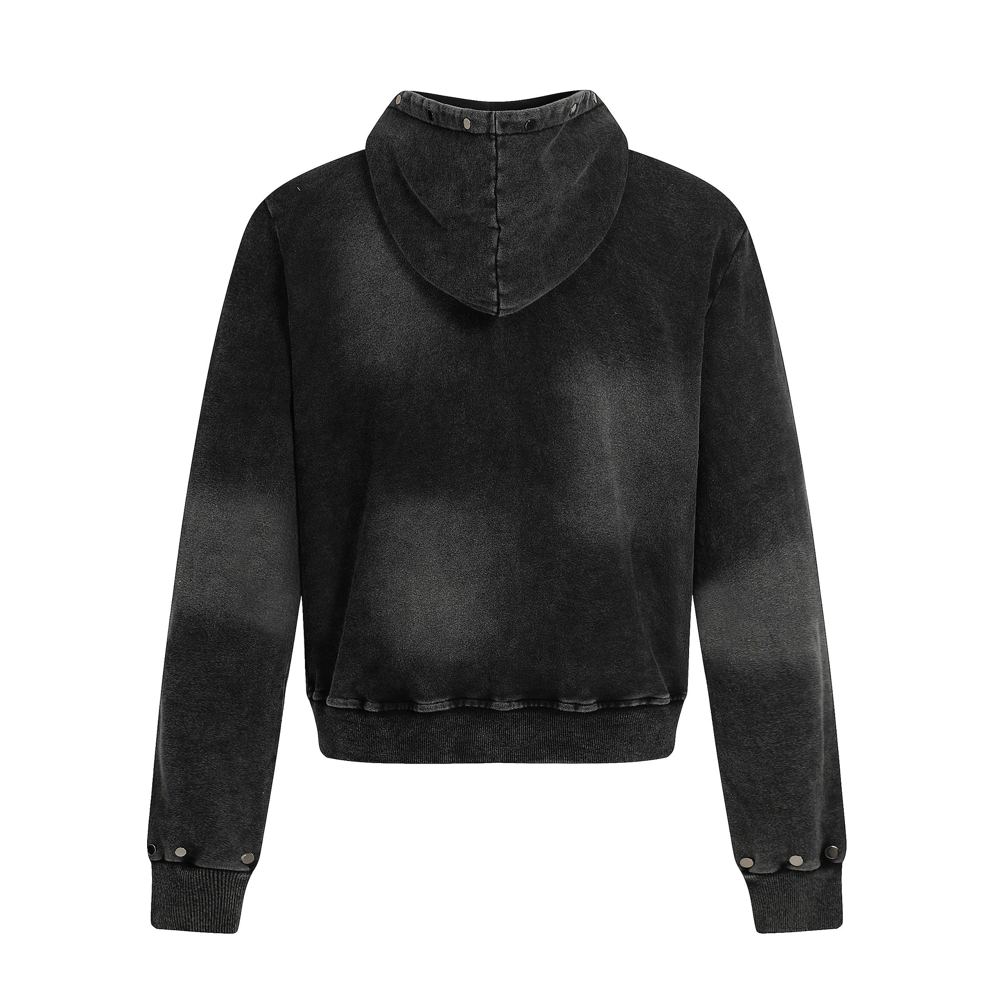 Washed Gradient | Black Zip Up Hoodie - Luxuryurbanwear