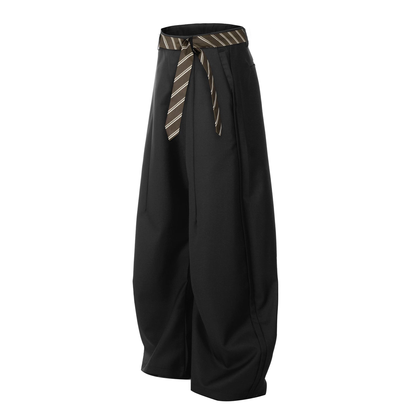 Pinstripe Twist | Belted Tailored Trousers - Luxuryurbanwear