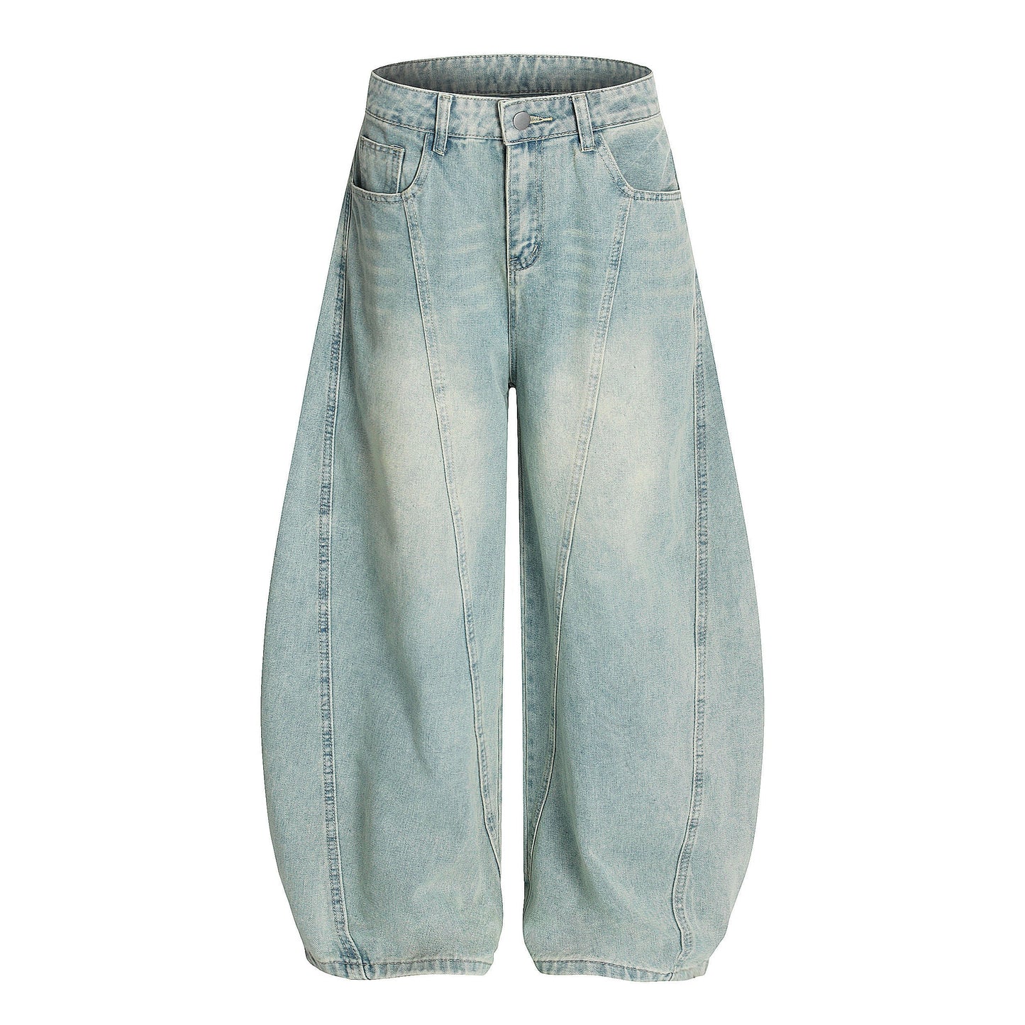Winter Sky | Knitted Wide-Leg Denim Pants - Luxuryurbanwear