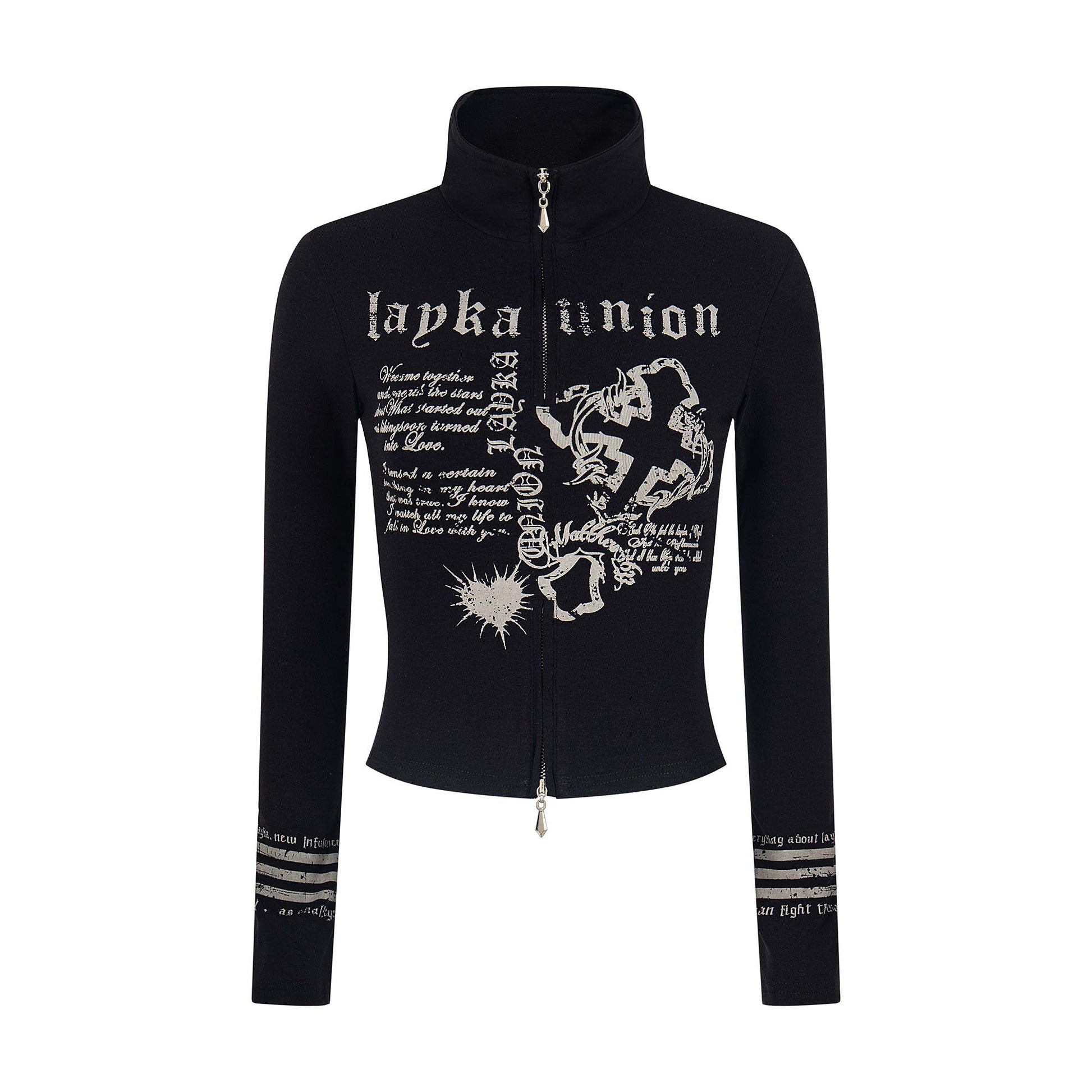 Union Print | Zip-Up Moto Graphic Top - Luxuryurbanwear