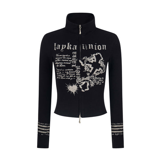 Union Print | Zip-Up Moto Graphic Top - Luxuryurbanwear