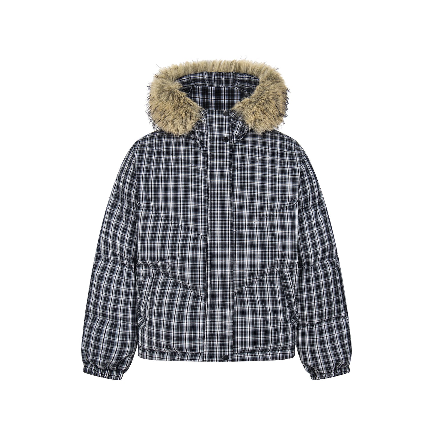 Winter Nest | Faux Fur Trimmed Plaid Puffer - Luxuryurbanwear
