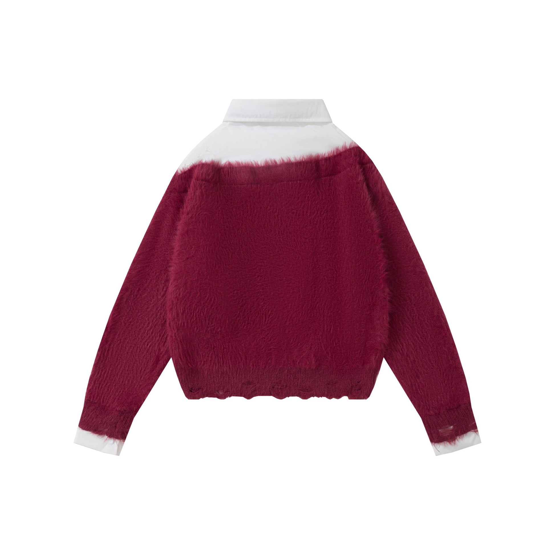 Preppy Fuzz | Mock-Layered Tie Collar Sweater - Luxuryurbanwear