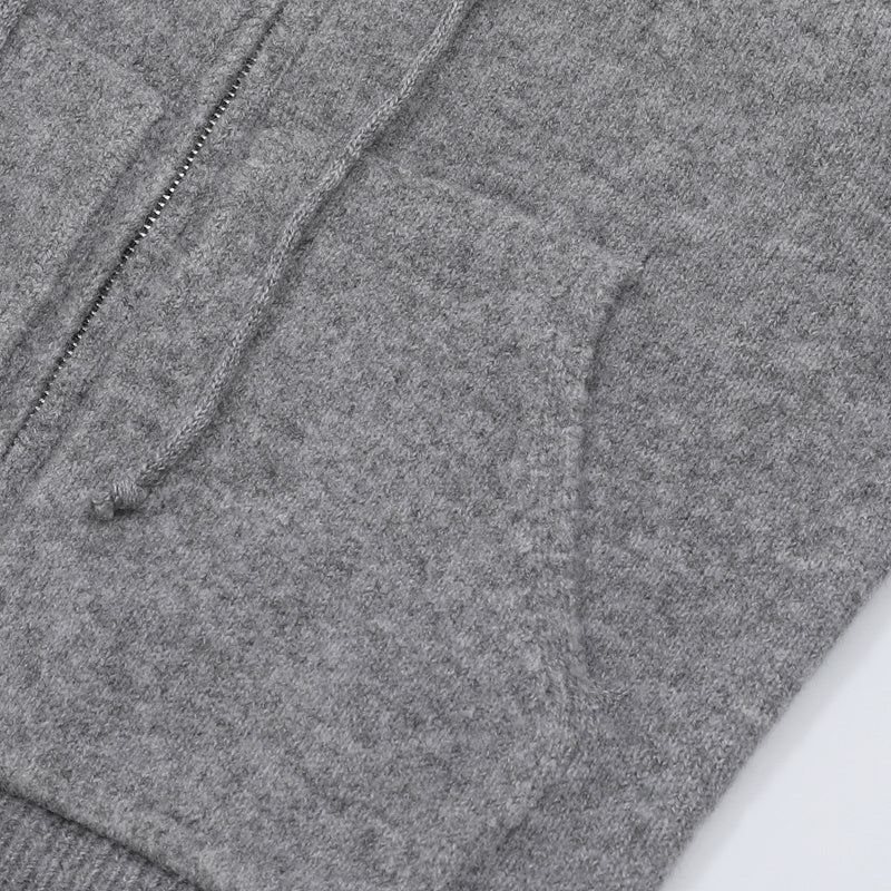Offtrack Zip | Off-Shoulder Knit Hoodie - Luxuryurbanwear