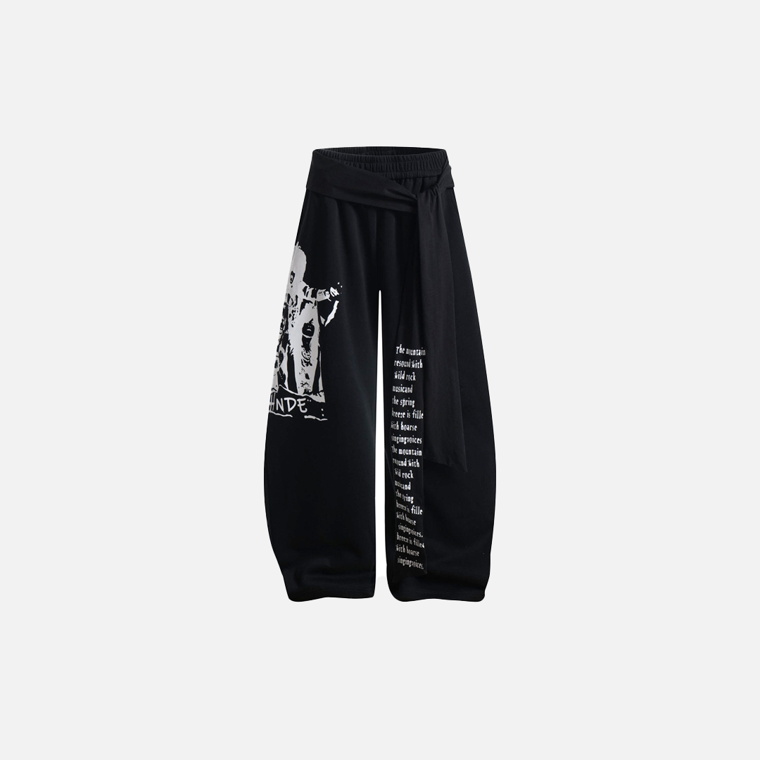 Gothing Street Character Print Wide Leg Sweatpants - Luxuryurbanwear