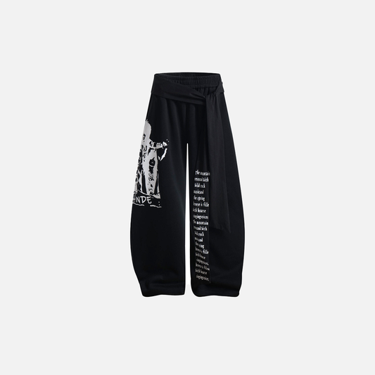 Gothing Street Character Print Wide Leg Sweatpants - Luxuryurbanwear