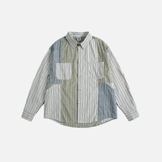 Cozy Plaid Loose Patchwork Hip Hop Long Sleeve Shirt - Luxuryurbanwear