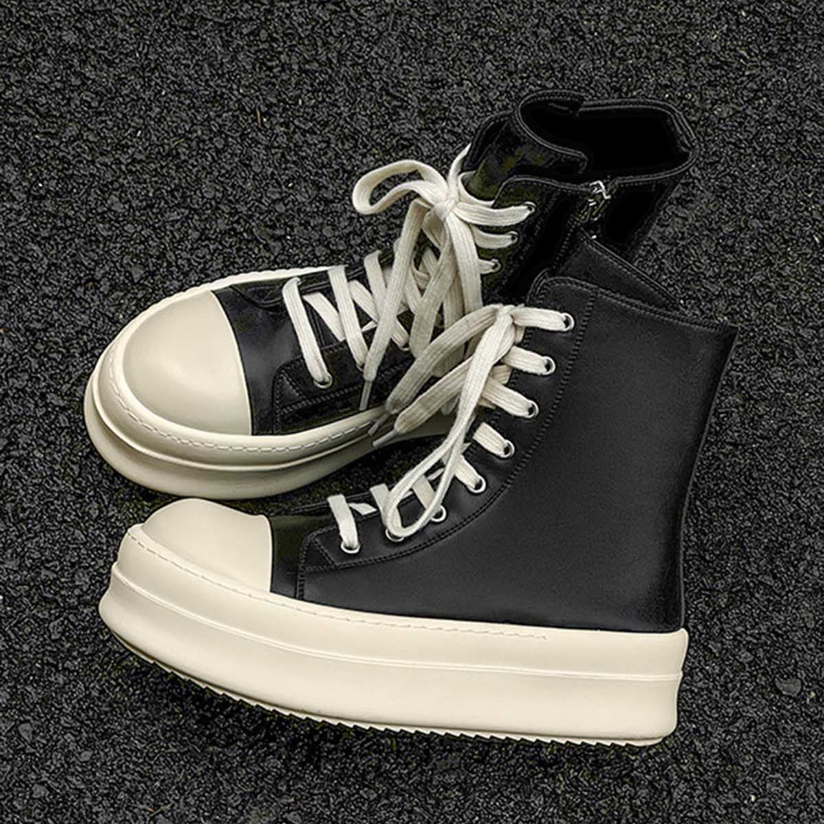 High-top Side Zipper Platform Sneakers - Luxury Tactical Streetwear Boots | LuxuryUrbanwear - Luxuryurbanwear