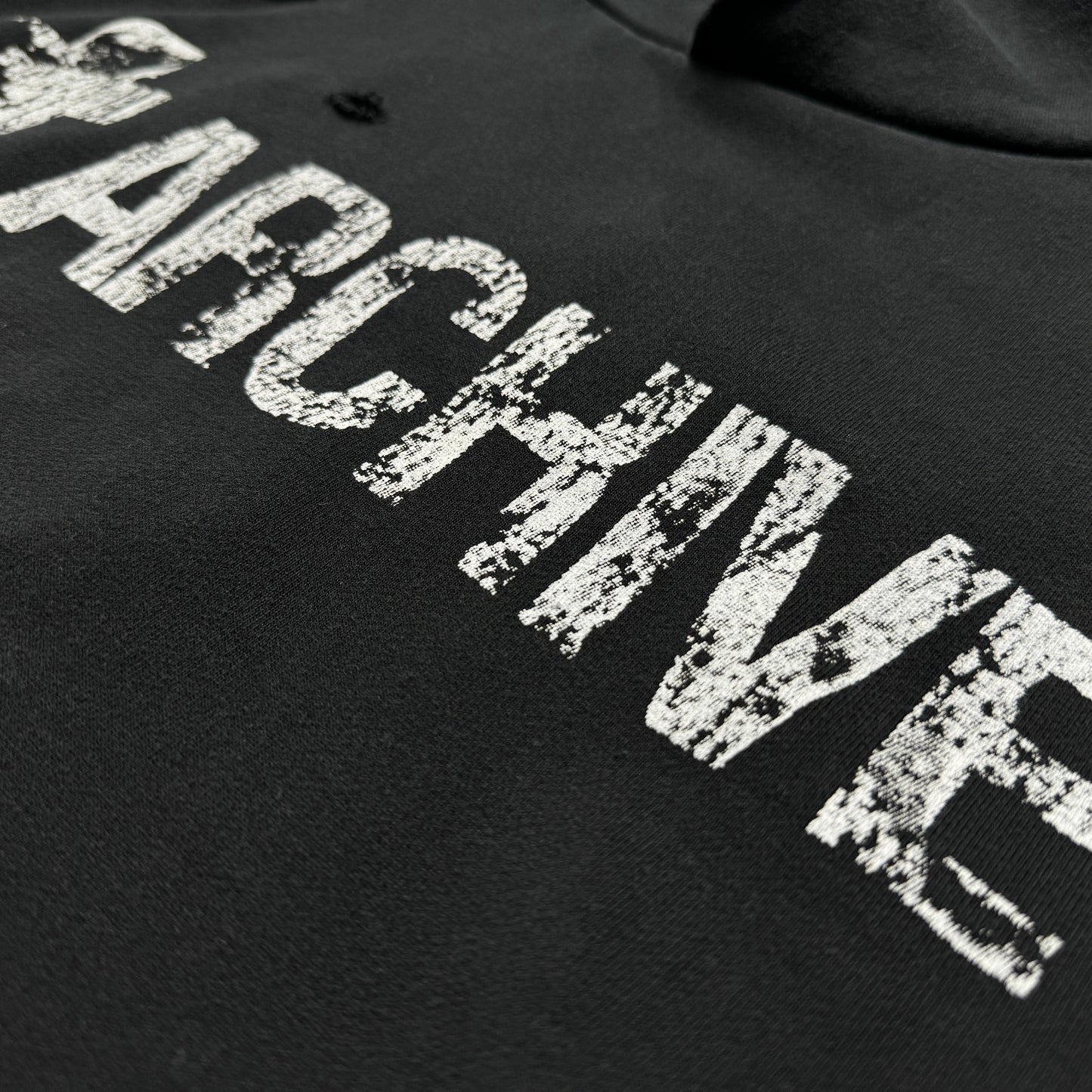 Heavyweight Distressed Washed Black Hoodie - Archive Style | LuxuryUrbanwear - Luxuryurbanwear