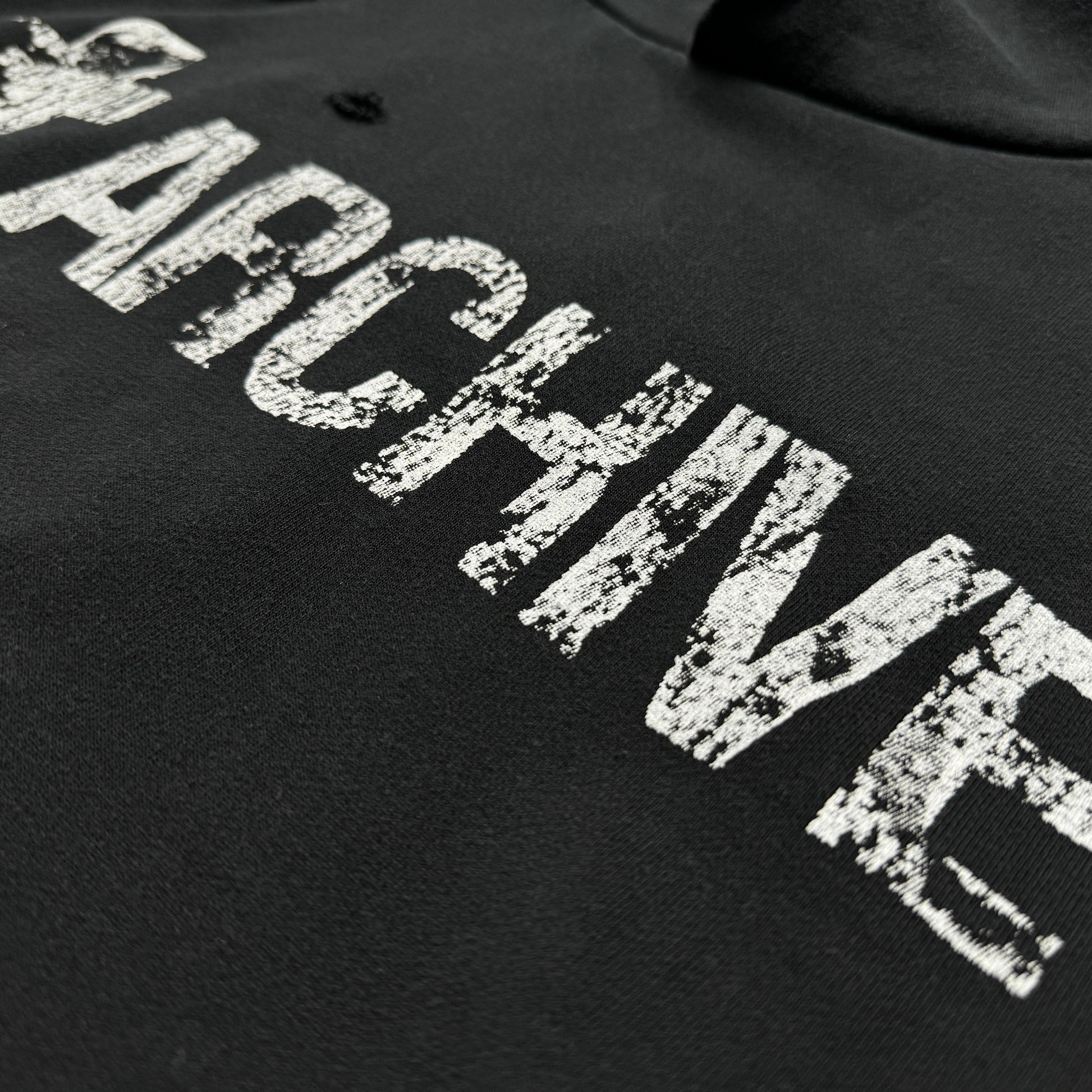Heavyweight Distressed Washed Black Hoodie - Archive Style | LuxuryUrbanwear - Luxuryurbanwear