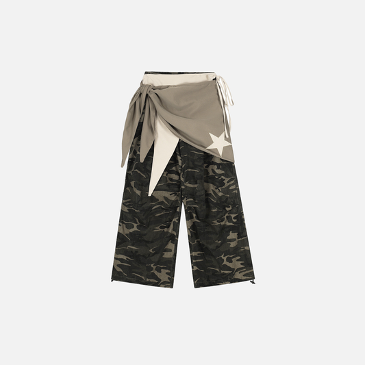 Y2K Cool Camo Vibe Drawstring Wide Leg Jogger - Luxuryurbanwear